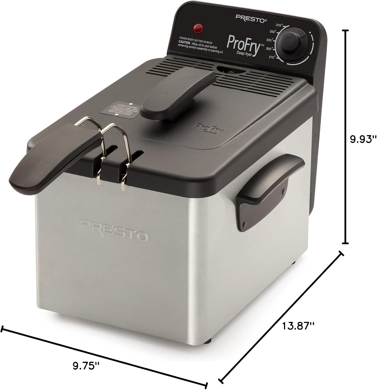 National Presto 05461 Stainless Steel Pro Fry Immersion Element Deep Fryer,Silver, 15.40 x 11.60 x 10.60 inches
