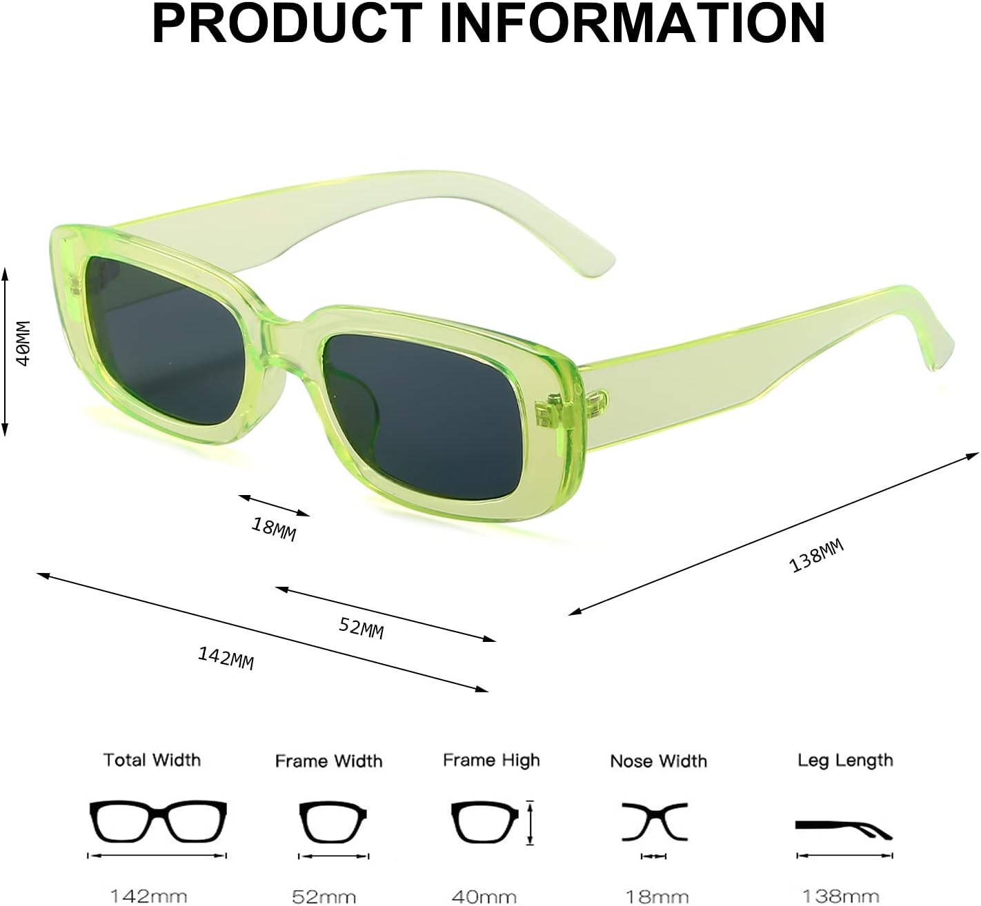 BUTABY Rectangle Sunglasses for Women Retro Driving Glasses 90’s Vintage Fashion Narrow Square Frame UV400 Protection