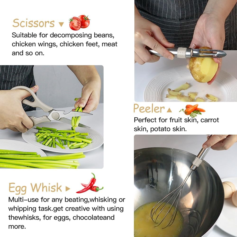 Kitchen Utensil Set-Silicone Cooking Utensils-33 Kitchen Gadgets & Spoons for Nonstick Cookware-Silicone and Stainless Steel Spatula Set-Best