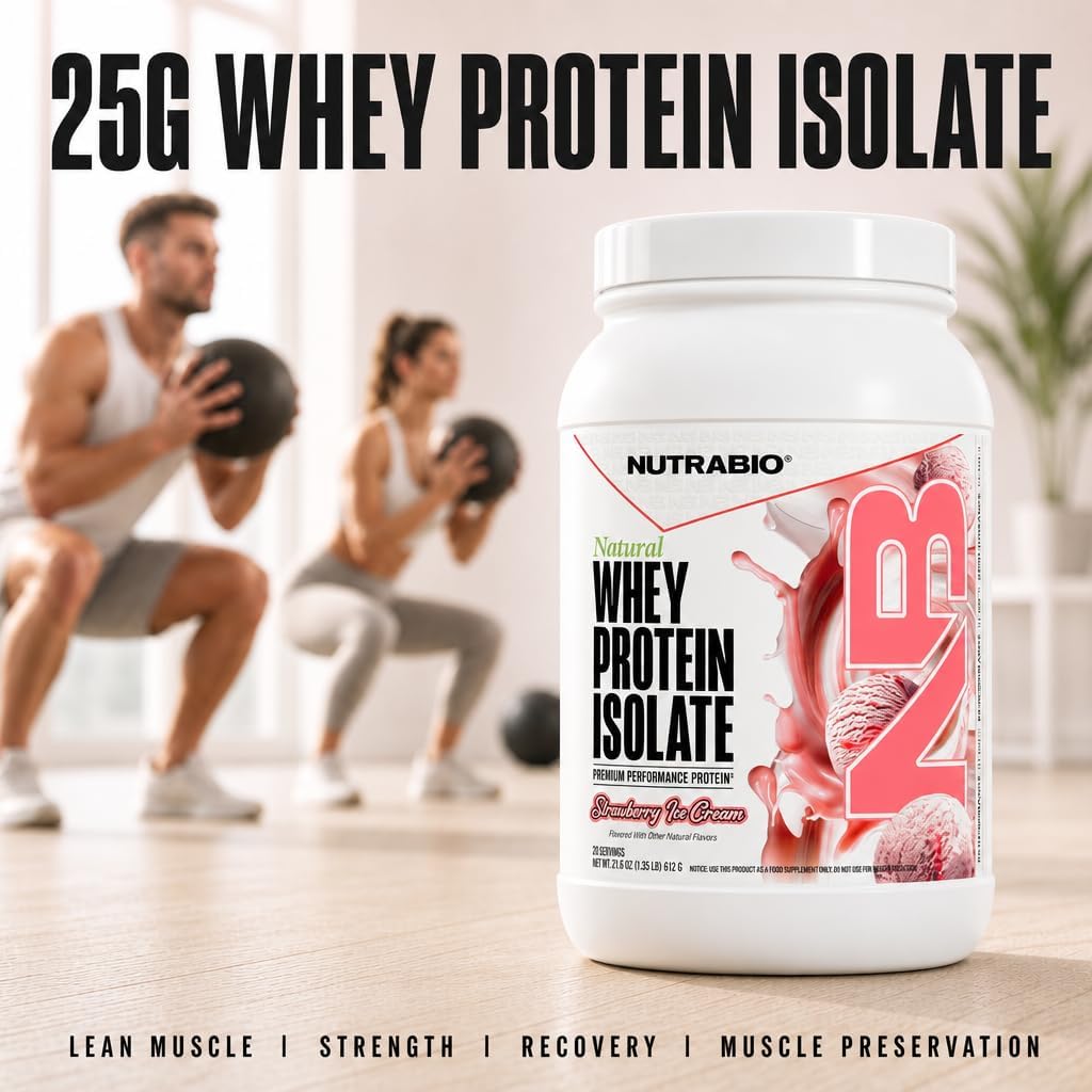 NutraBio Natural Whey Protein Isolate Protein Powder, 25g Protein with Complete Amino Acid Profile, Non-GMO, Soy & Gluten Free, Low Carb, Low Calorie - 20 Servings- Chocolate