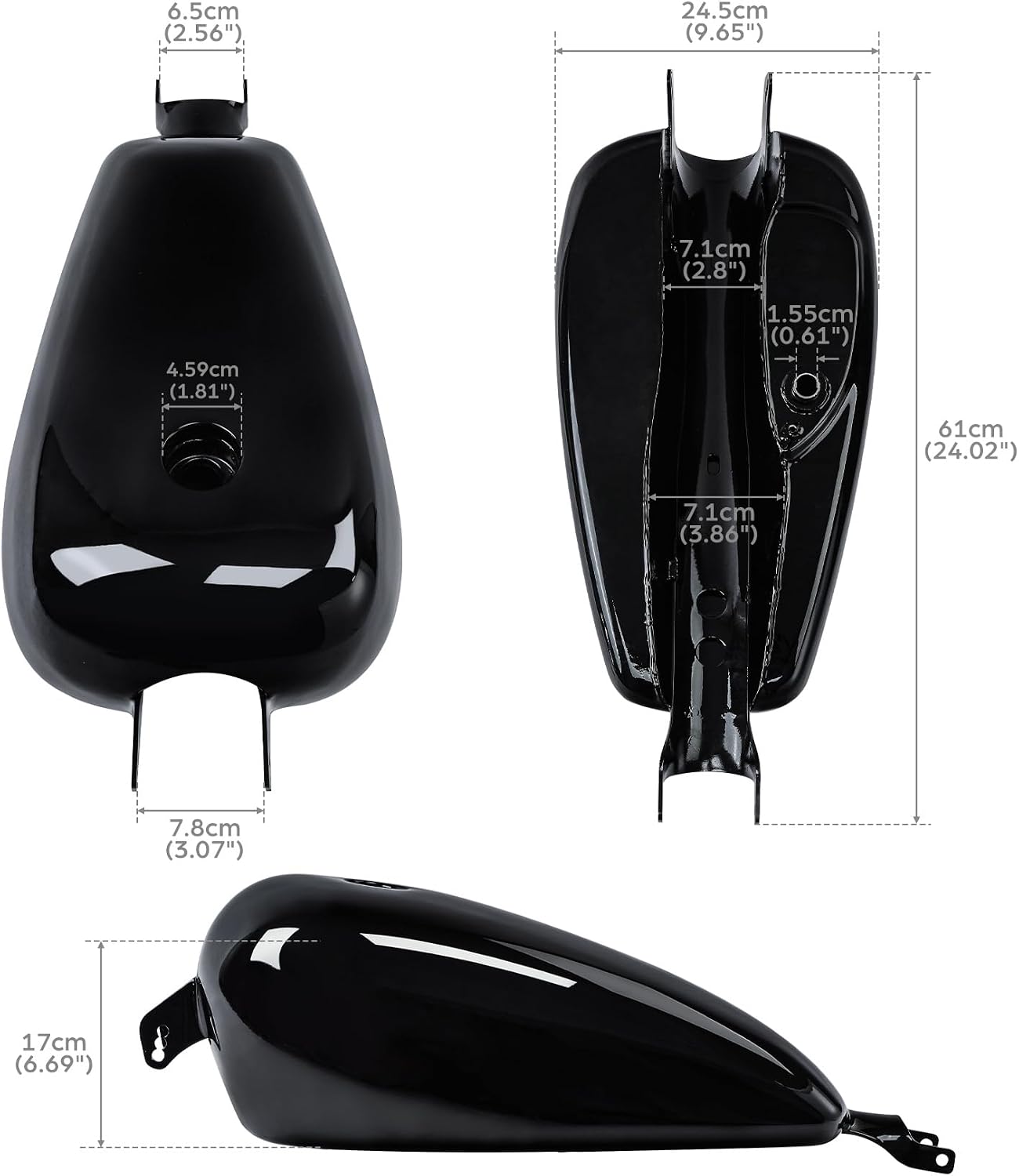 SLMOTO 3.4 Gallon Motorcycle Gas Tank W/Cap Fit For Honda Rebel 250 CMX250