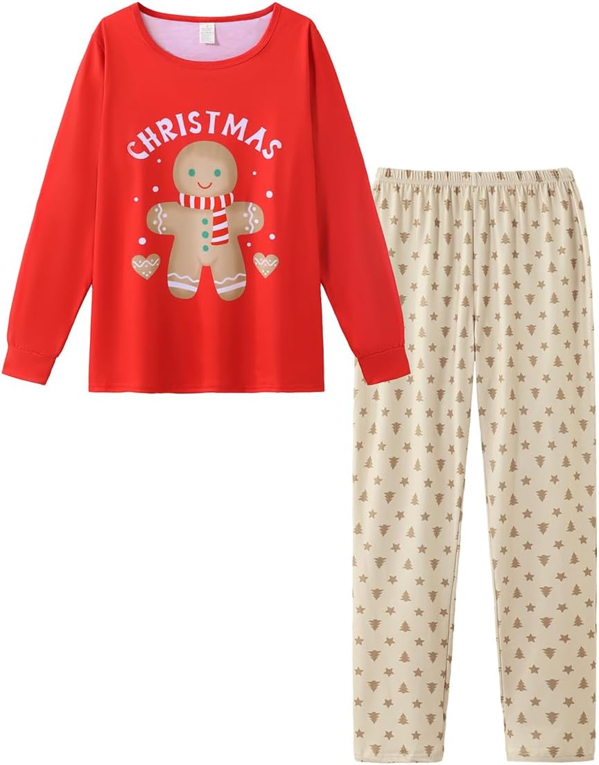 HONG HUI Women Pajamas Set Soft Christmas Pjs Holiday Loungewear Set Long Sleeve Top With Pants,S-3XL