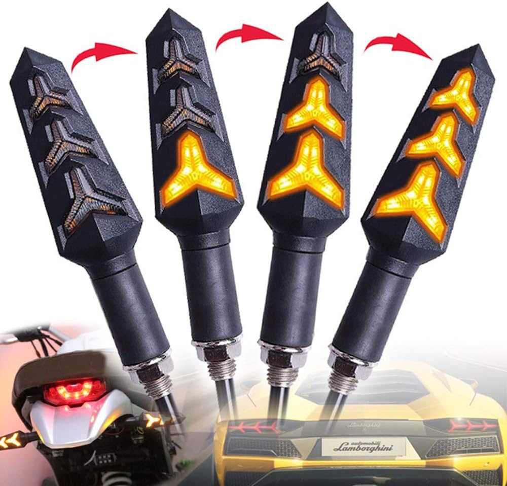 2-Pack Motorcycle Indicators Flowing Turn Signal Lights Y Shape LED Bulbs For Motorbike Scooter Off Road (DC-12V)