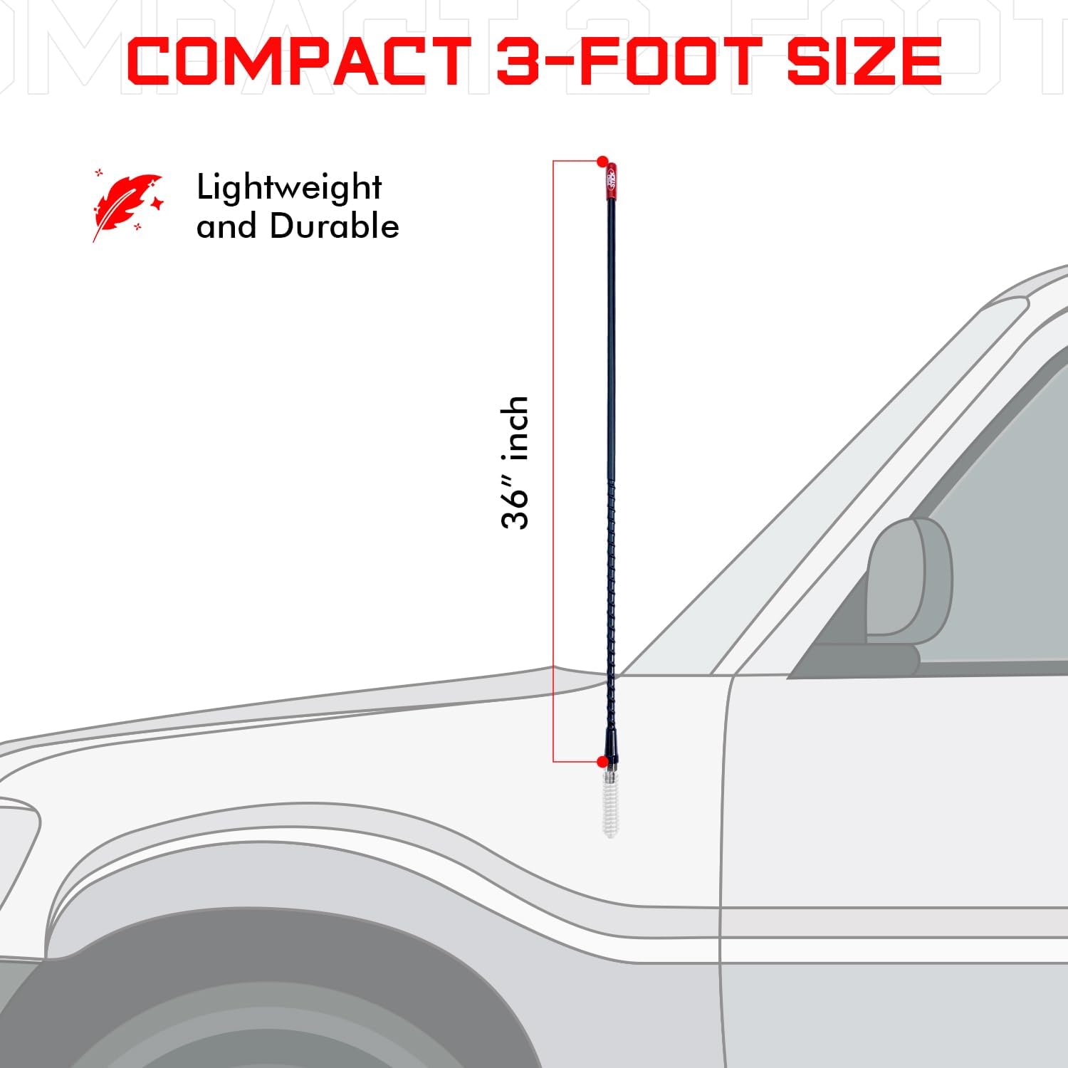 Prostick 3` Foot Fiberglass - Black CB Radio Antenna