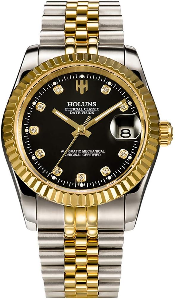 Men's Automatic Watch Gold-Plated 316L Steel Sapphire Crystal | Japanese 8215 automatic movement • Sapphire crystal • 18K gold-plated 316L steel • Date display • Dress and business wear