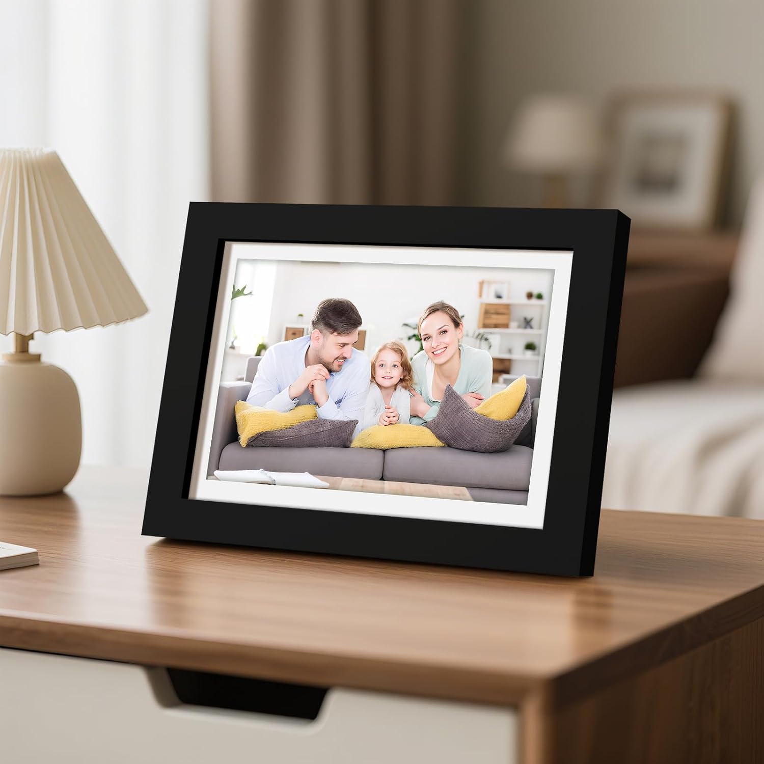 Picture Frames 8x8 2 Pack Made of Solid Wood Black for Wall Mounting and Tabletop Display