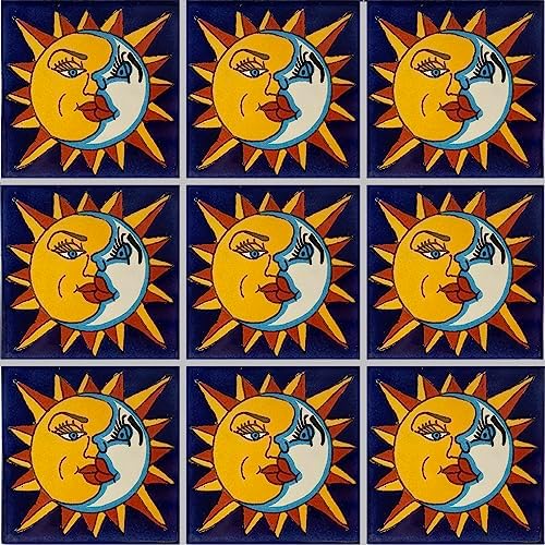 4.2x4.2 9 pcs Sun and Moon Talavera Mexican Tile