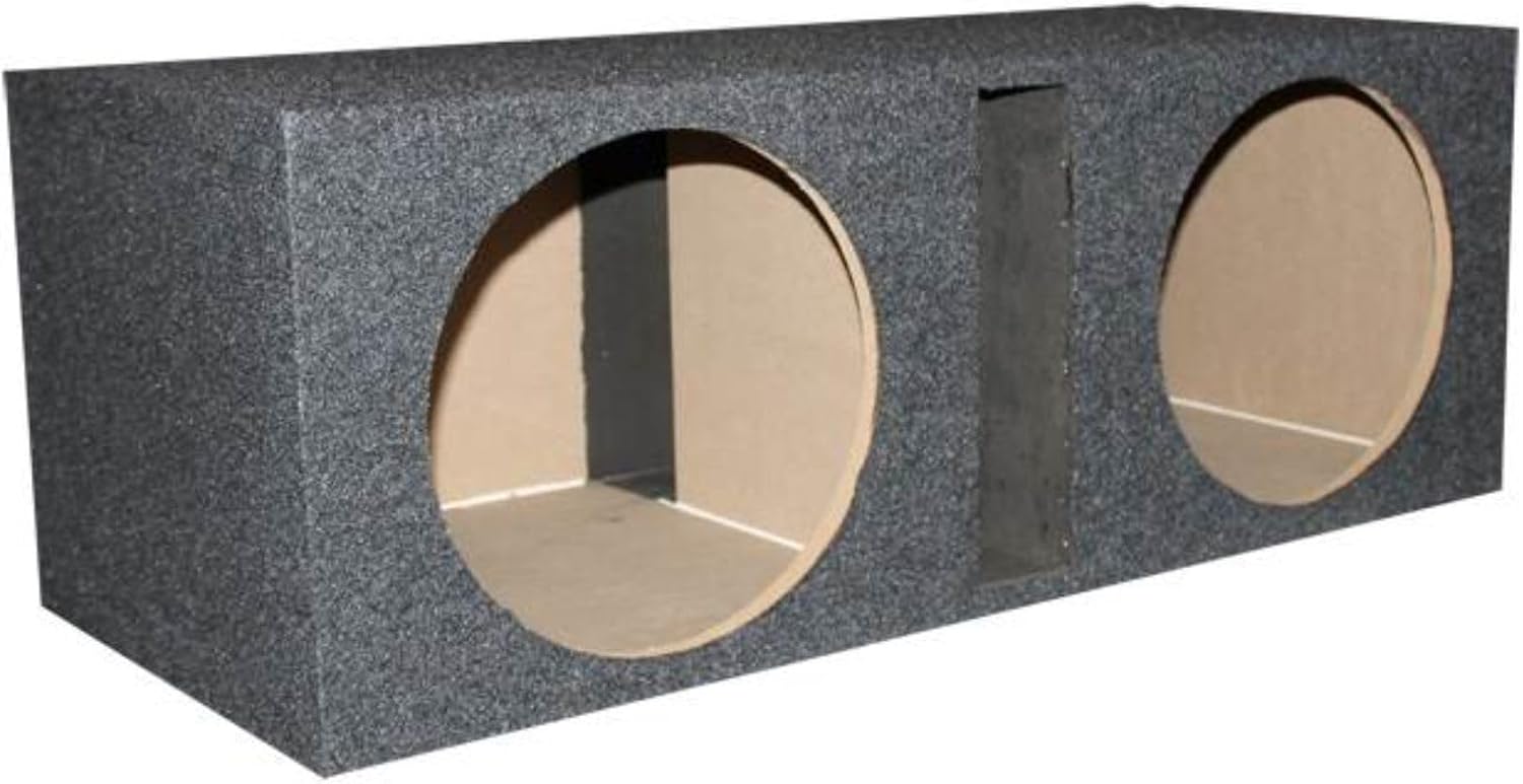 QPower QBASS 15 Inch Heavy Duty MDF Car Audio Stereo Speakers Subwoofer Sub Box Enclosure with Dual Vented Chamber and Charcoal Carpet