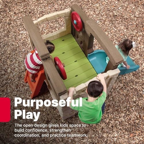 Step2 Woodland Climber II Kids Playset, Ages 2 –6 Years Old, Toddler Slide and Climbing Wall, Outdoor Playground for Backyard, Sturdy Plastic Frame