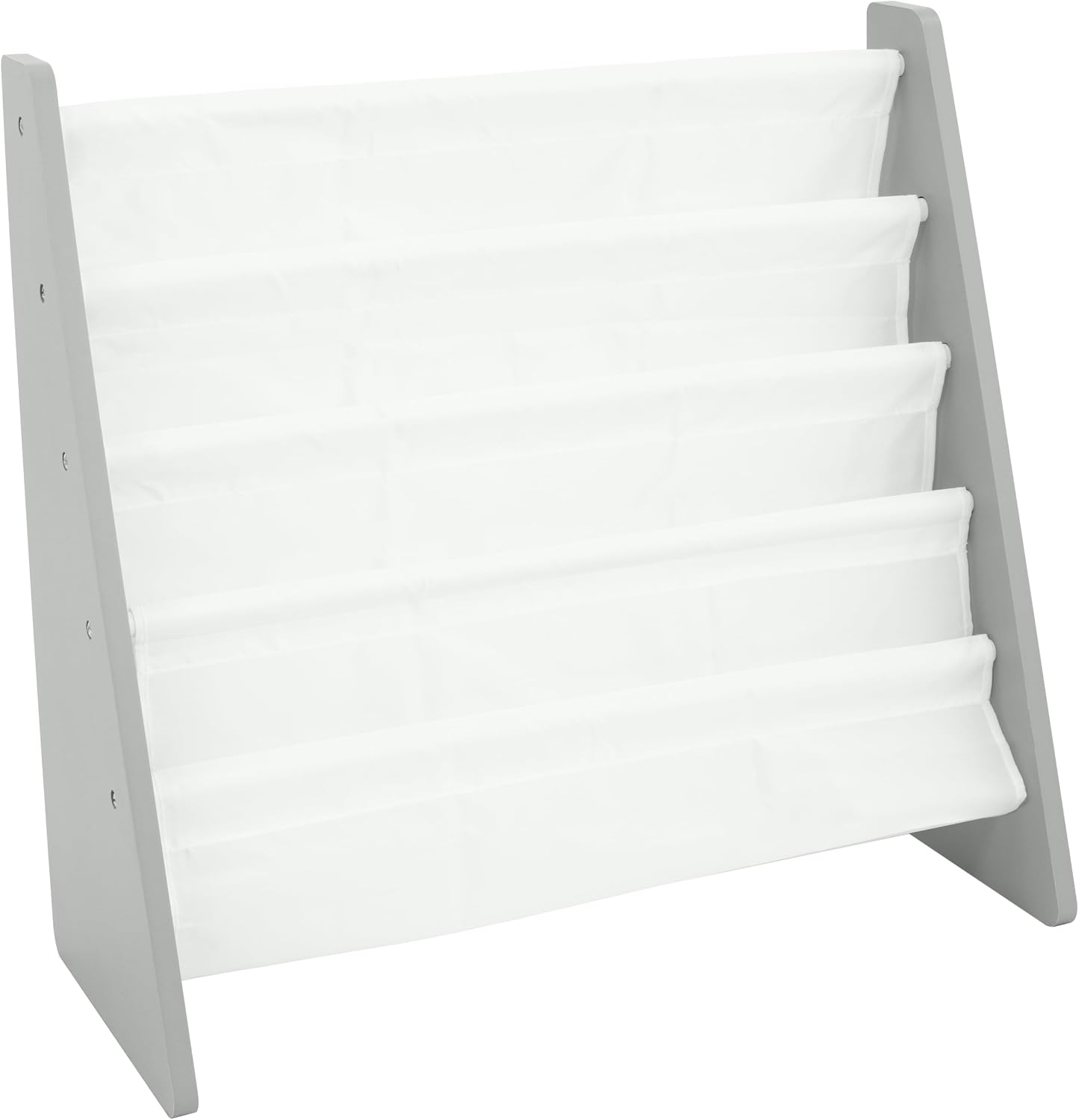 Humble Crew Kids Bookshelf, Montessori Front Facing Toddler Bookcase 4 Tier | Book display rack and reading nook organizer, nylon pockets show covers face out, compact for any playroom or bedroom space