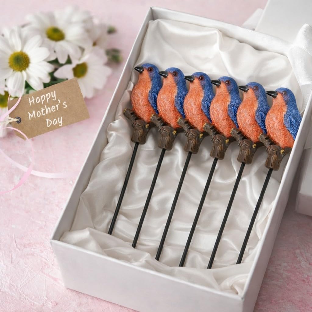 Bluebird Garden Stakes Set of 3 – Decorative Metal Yard & Plant Stakes – Bluebird Outdoor Décor for Flower Pots