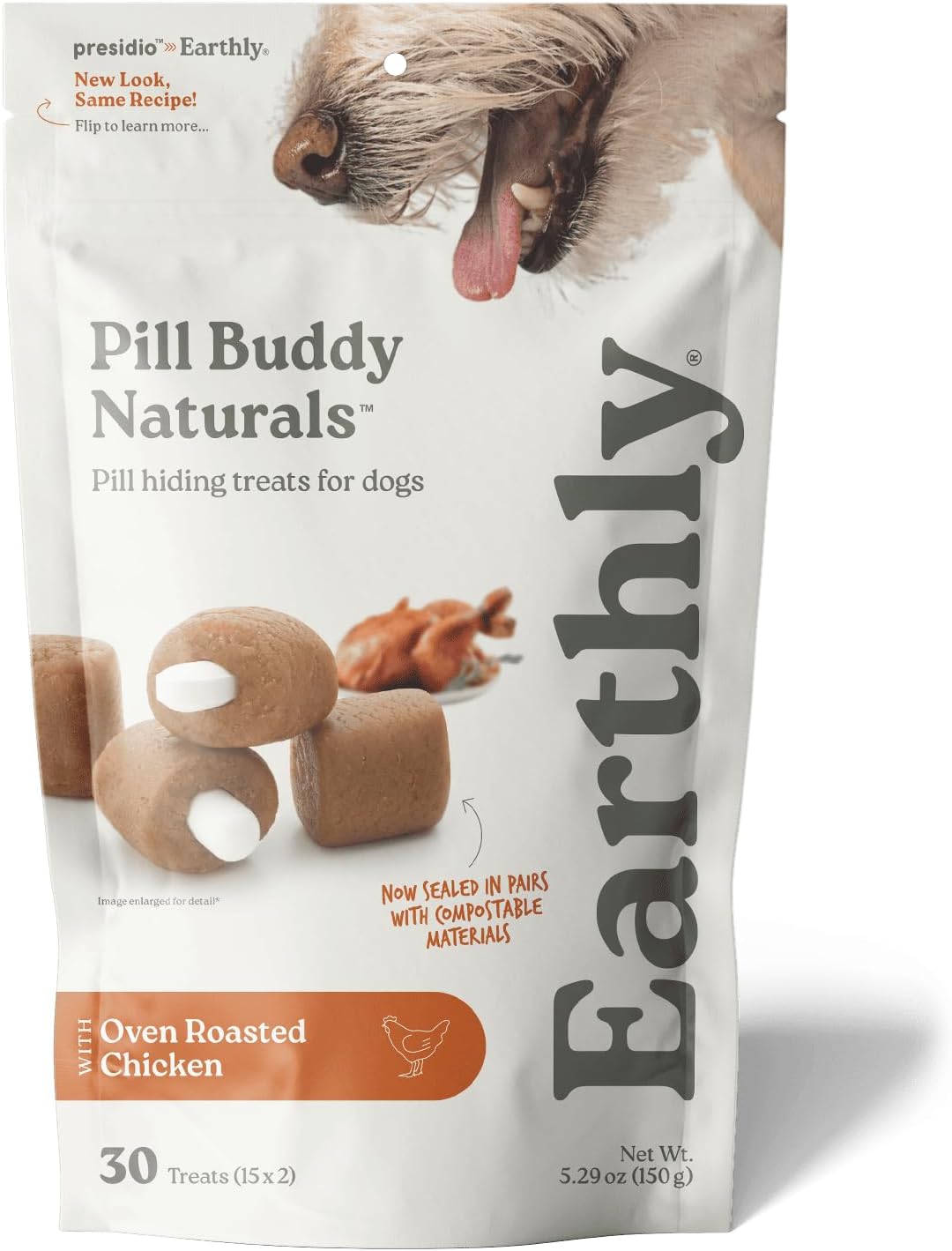 Presidio Earthly Pill Buddy Naturals - PB & Banana Recipe Pill Hiding Treats for Dogs - Make A Perfect Pill Concealing Pocket Or Pouch for Any Size Medication - 30 Servings
