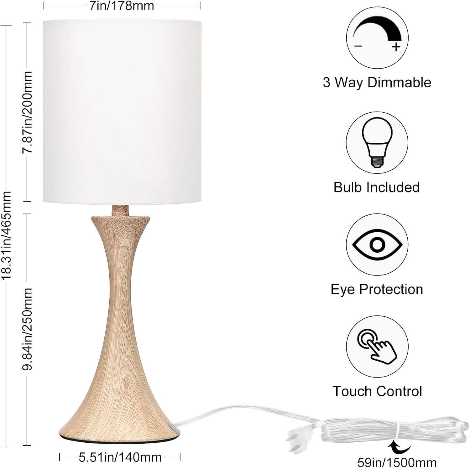 3 Way Touch Control Table Lamp