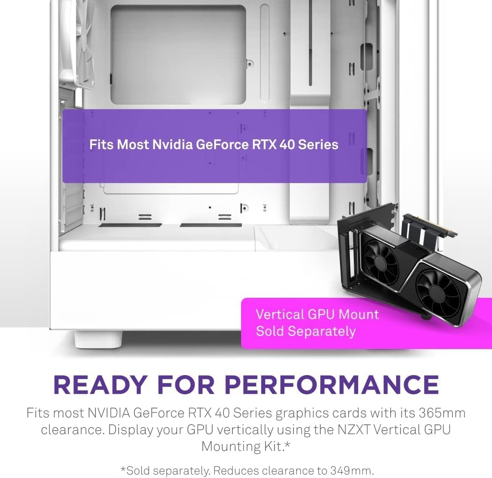 NZXT H5 Flow RGB - Compact ATX Mid-Tower PC Case - White | Compact mid-tower with included F360 RGB Core fans, 360mm radiator support, tempered glass. CAM-ready RGB out of the box.
