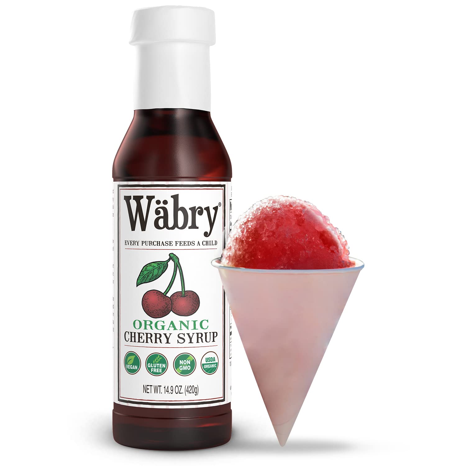 Wäbry Blueberry Syrup – 14.9oz (420g), Natural Fruit Flavor Organic Snow Cone Syrup for Drizzling on Shaved Ice, Waffles, Ice Cream & Lattes, Non-GMO, Dye-Free Vegan Syrups, 12 Servings Per Bottle