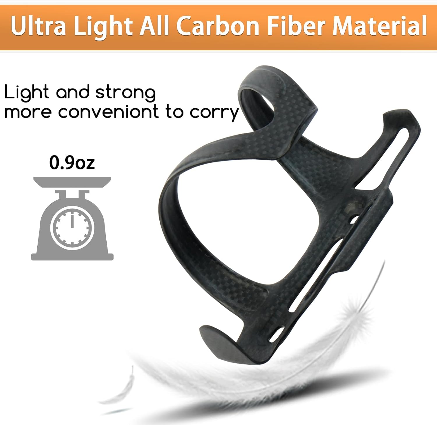 BRKURLEG Ultra-Light Carbon Fiber Water Bottle Cage with Screws Tool | Bike Water Bottle Cage Holder Brackets for Road Bike MTB Mountain Cycling Black Matte, Right Opening
