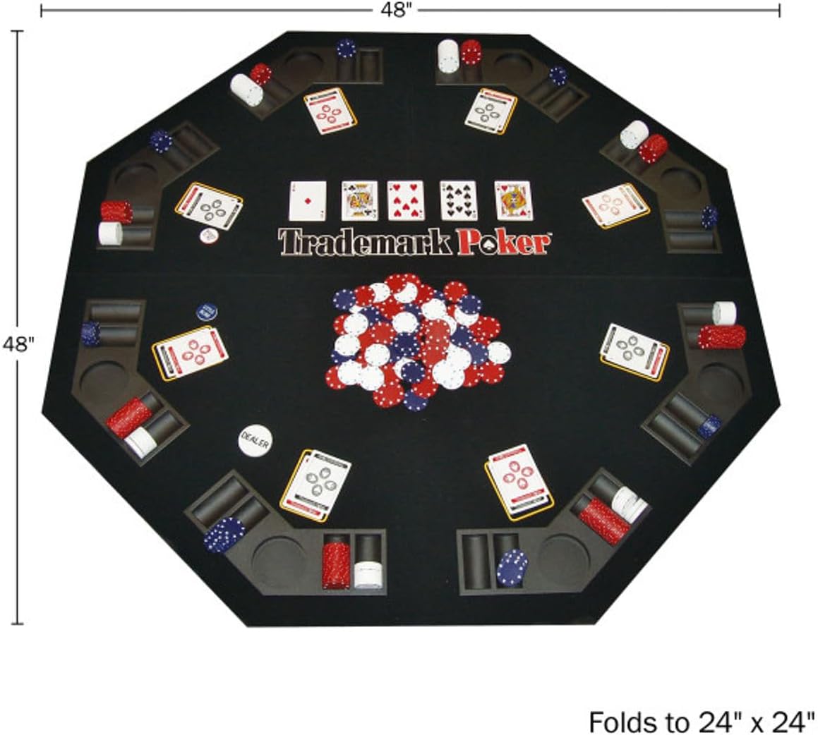 Poker Table Topper - Foldable Texas Hold 'Em Set with Carry Case, 300 Poker Chips, 2 Decks of Cards, and Dealer and Blind Buttons by Trademark Poker