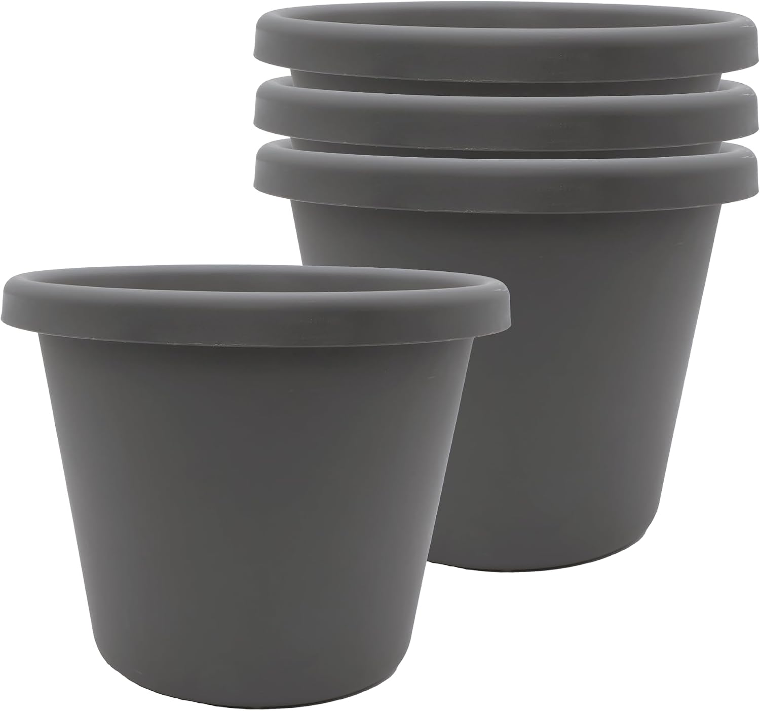 The HC Companies Classic Round Plastic Plant Pot w/Rolled Rim - Lightweight & UV Resistant Flower Pot for Herbs & More - Outdoor & Indoor Plant Pots w/Drainage (15.5 inch Warm Gray, Pack of 1)