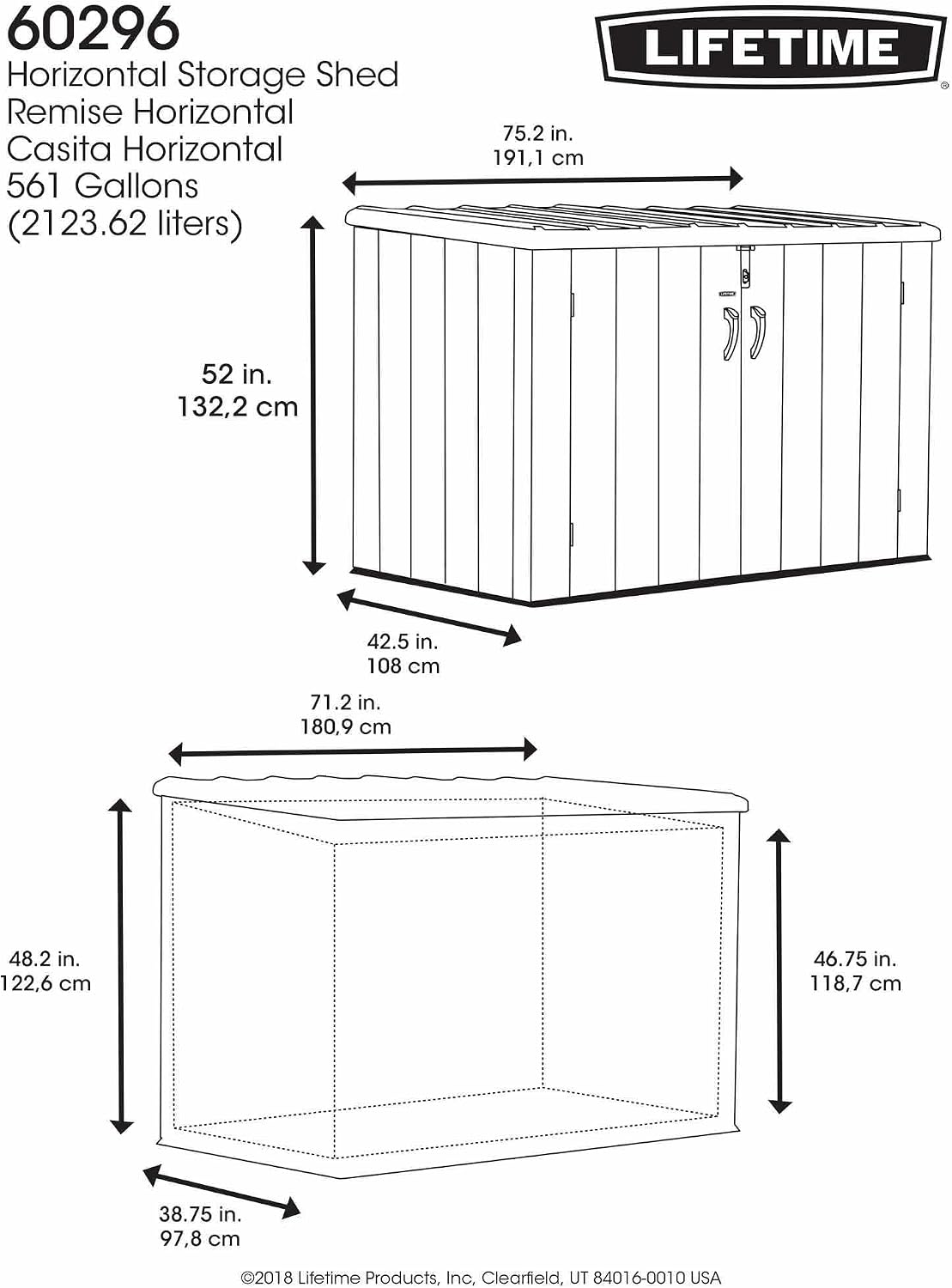 LIFETIME Outdoor Storage Box, 150 Gallon