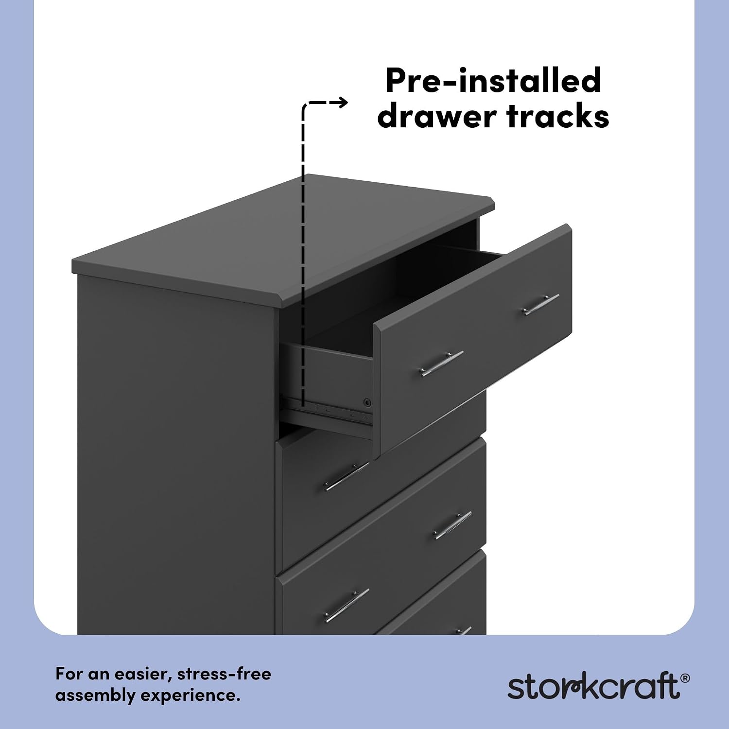 Storkcraft Brookside 2 Drawer Changing Table Dresser, Pebble Gray