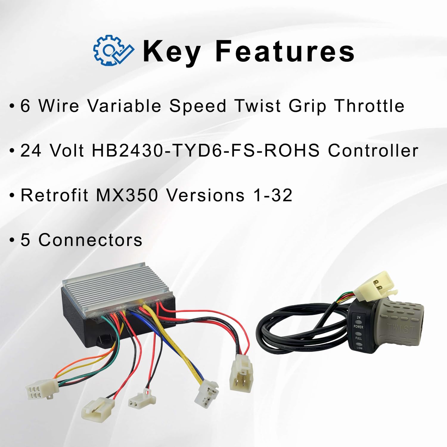 AlveyTech 24 Volt ZK2430-D-FS-ROHS Controller for The Razor MX350 Dirt Rocket Bike (Versions 33-36) - Replacement Motor Speed Control Module with 4-Wire Throttle Connector