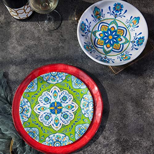 Melamine Dinnerware Set 12 Pcs Durable Dishware Colorful Plate Bowl Set Dishwasher Safe Shatter Proof Chip Resistant Not Microware Not Oven