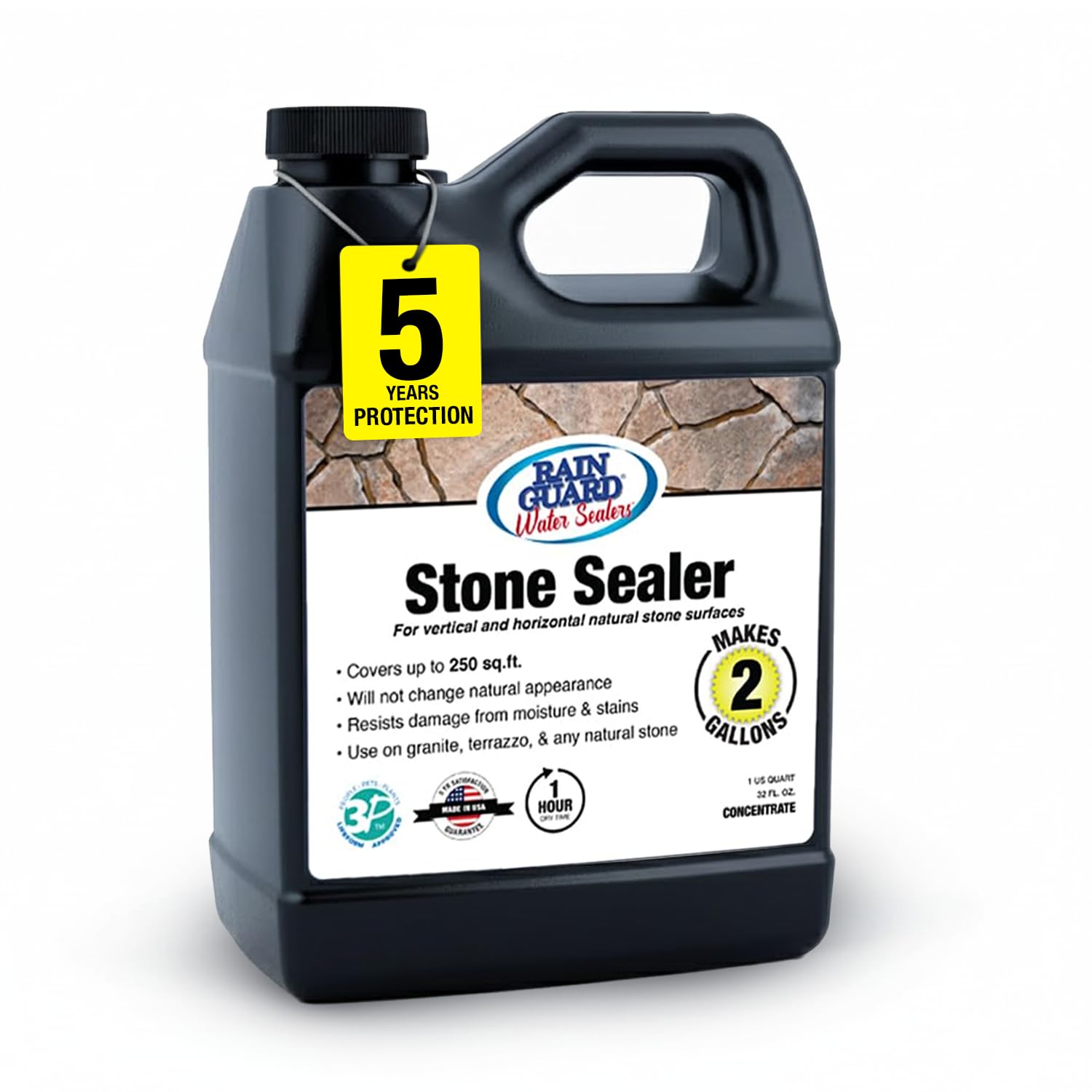 Rainguard Water Sealers Stone Sealer, Penetrating Protection Against Moisture Damage and Stains, for All Stone Surfaces, Silane/Siloxane Waterproofer, Natural Finish, Ready to Use, 5 Gallons | Silane Siloxane Waterproofer, Protects Against Moisture Damag…