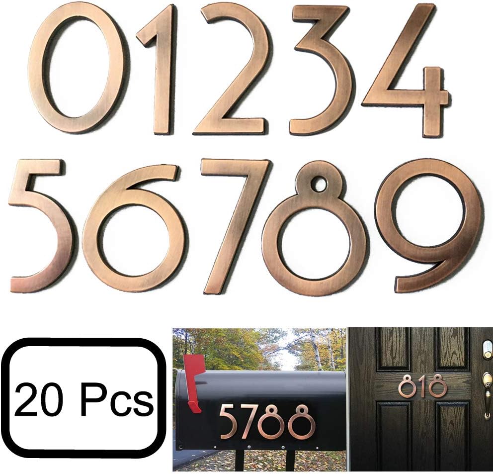 20 Pack Mailbox Numbers 0-9, 2.76 Inch High, Door Address Numbers Stickers for Apartment, House, Room, Office, Cars, Trucks