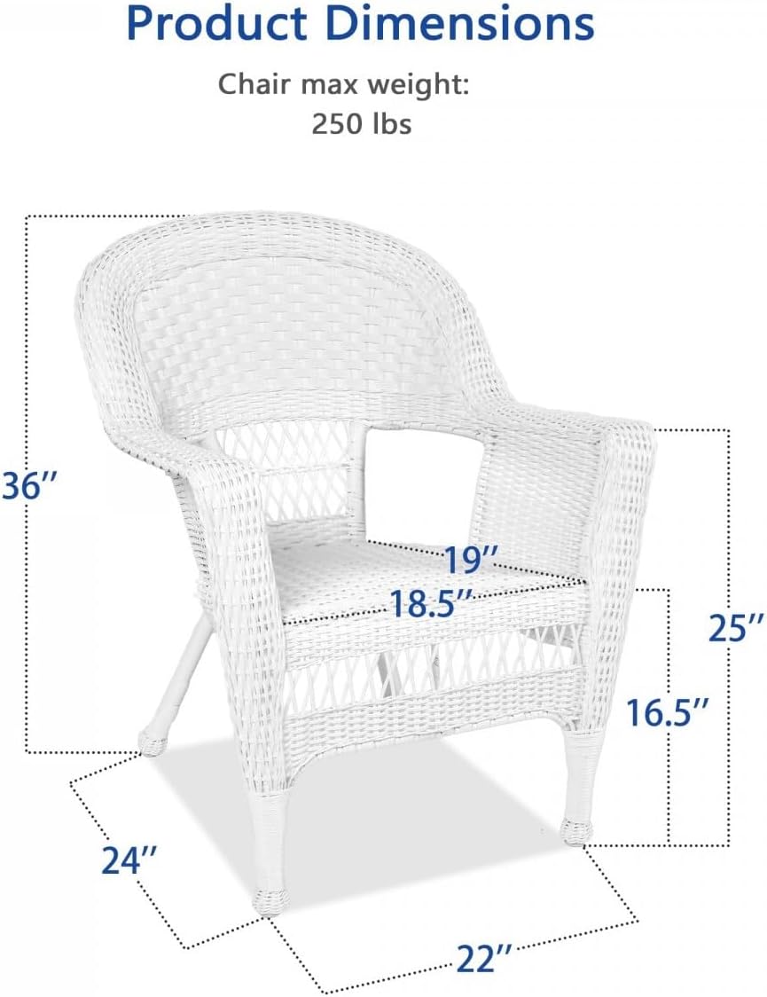 Jeco Wicker Patio Chairs (Set of 2) White Wicker