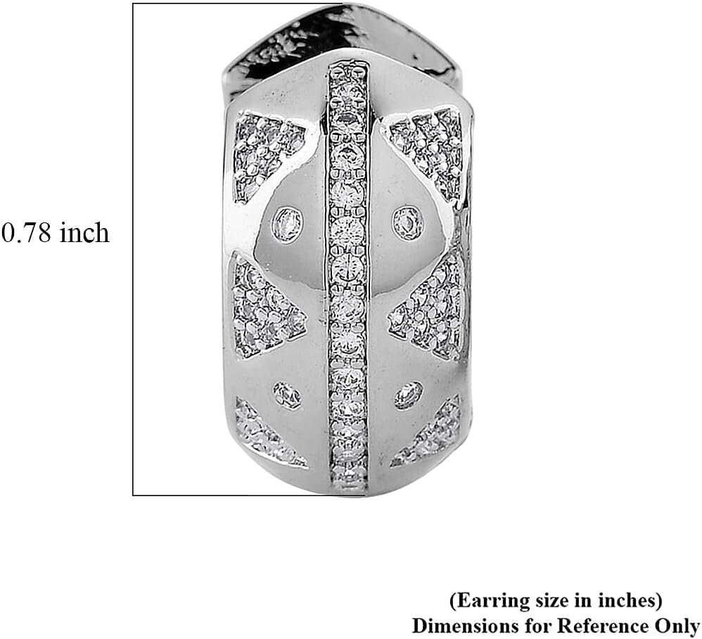 Cubic Zirconia Hoop Earrings in Silvertone