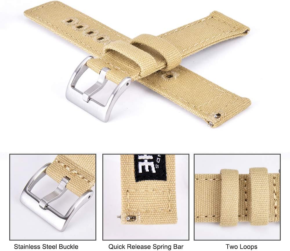 Ritche Christmas Gift Canvas Vintage Quick Release Watch Band 18mm 20mm 22mm 24mm Replacement Watch Straps for Men Women, White Elephant Gifts, Stocking Stuffers for Men, Father's Day gifts