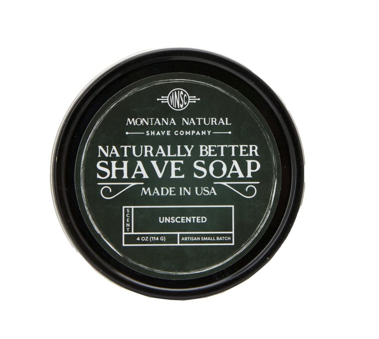 MNSC Unscented Artisan Small Batch Shave Soap for a Naturally Better Shave - Smooth Shave, Hypoallergenic, Prevent Nicks, Cuts, and Razor Burn