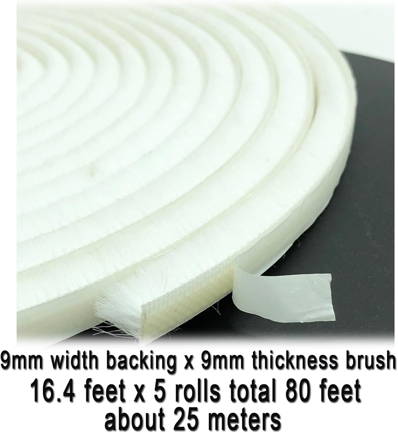 Self-Adhesive Pile Weather Stripping Seal for Sliding Windows and Door Frames, 16.5ft x 11/32 inch, Grey
