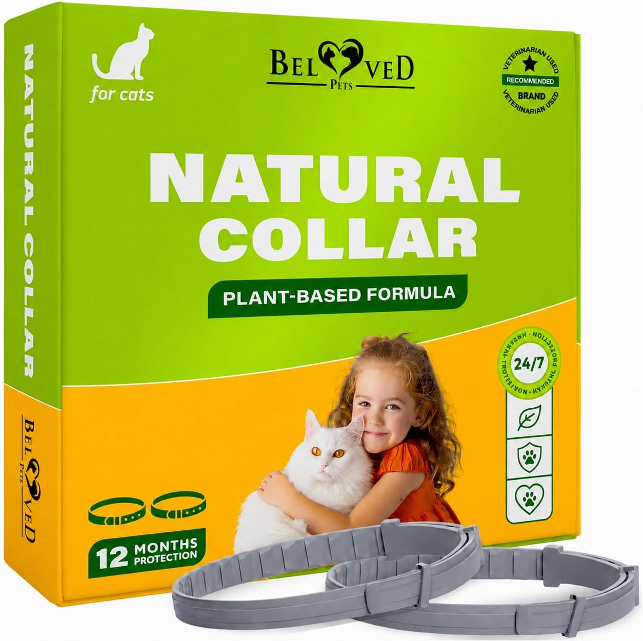Natural Flea & Tick Collar for Cats - 6 Months Control of Best Prevention & Safe Treatment - Anti Fleas and Ticks Essential Oil Repellent (1 Pack)