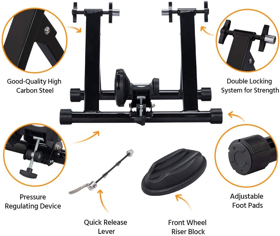 Topeakmart Adjustable Magnetic Bike Trainer Stand for Indoor Riding 26-28in | Quiet magnetic resistance, adjustable levels
