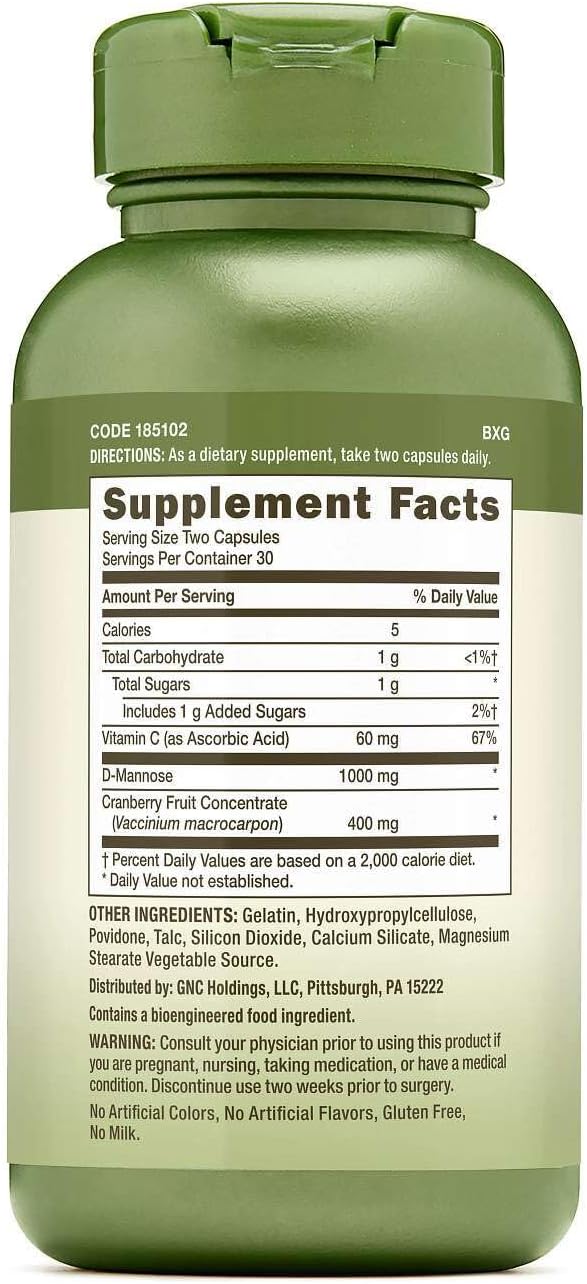 GNC Herbal Plus Cranberry D-Mannose, 60 capsules