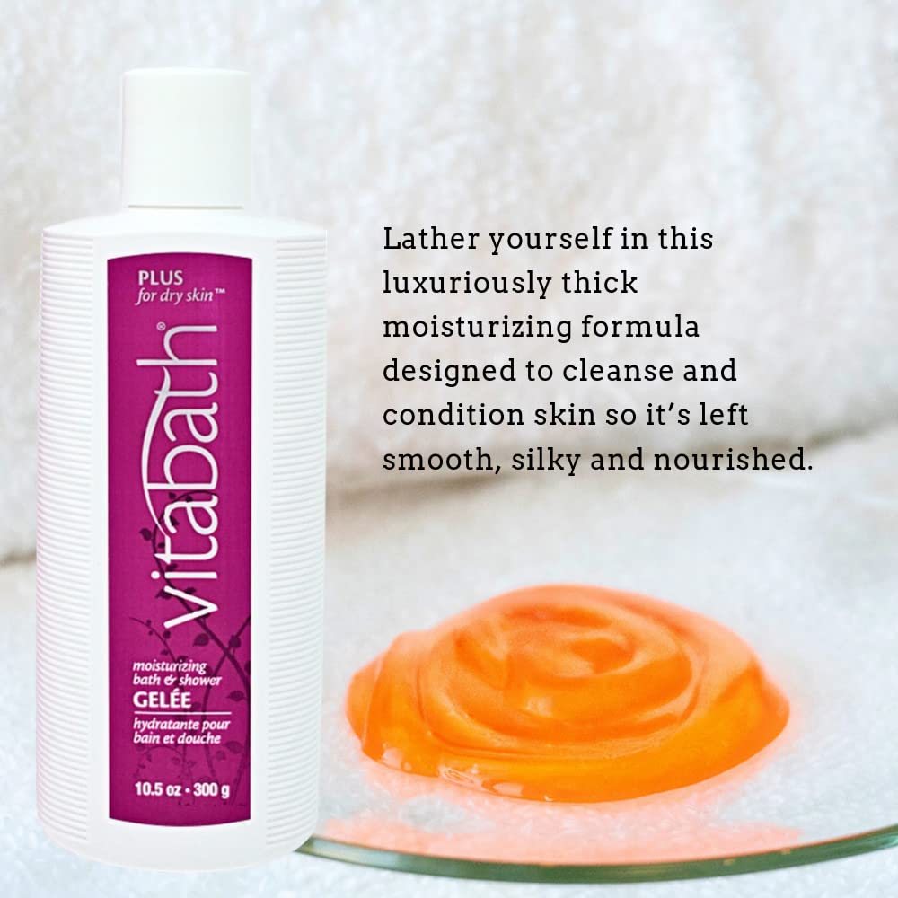 Vitabath Plus For Dry Skin Moisturizing Bath & Shower Gel Wash Nourishing Replenishing Oils Deeply Hydrate & Soothe Dryness - Body Cleanser Skin