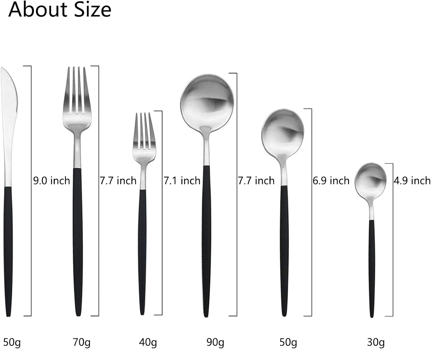 JASHII Luxury 18/10 Rainbow Flatware Set - 304 Stainless Steel Colorful Cutlery - 5-Piece Adaline Royal Modern Satin Finish for Birthday
