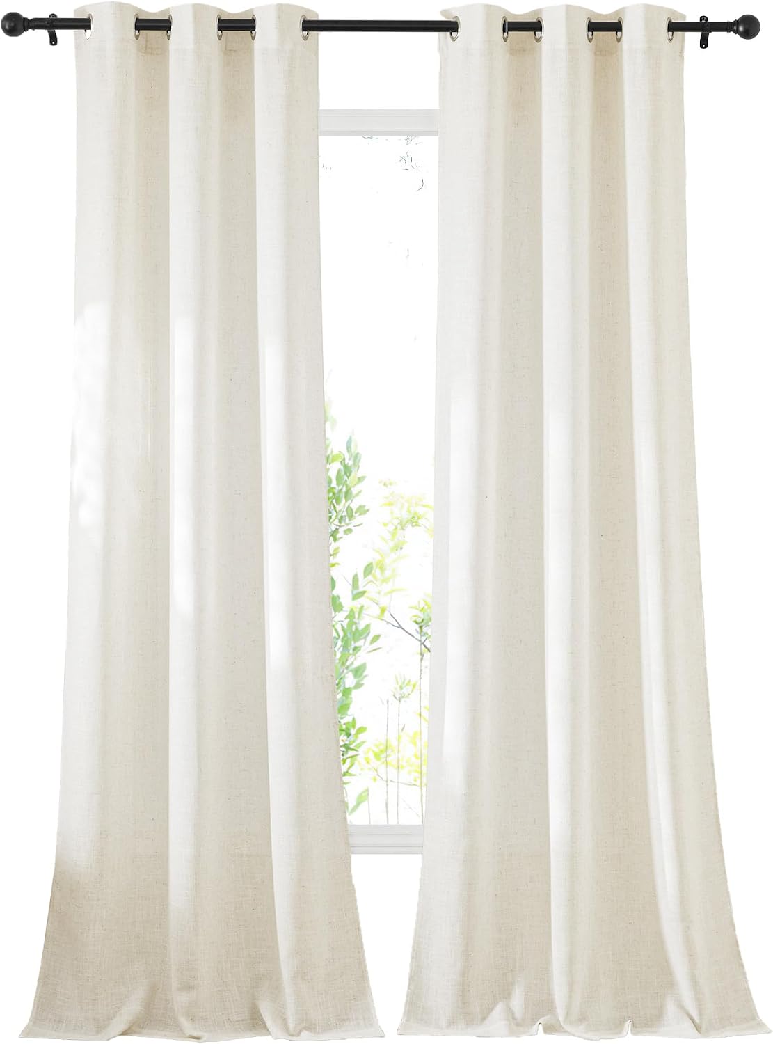 NICETOWN Linen Curtains Semi Sheer Bedroom Window Curtains