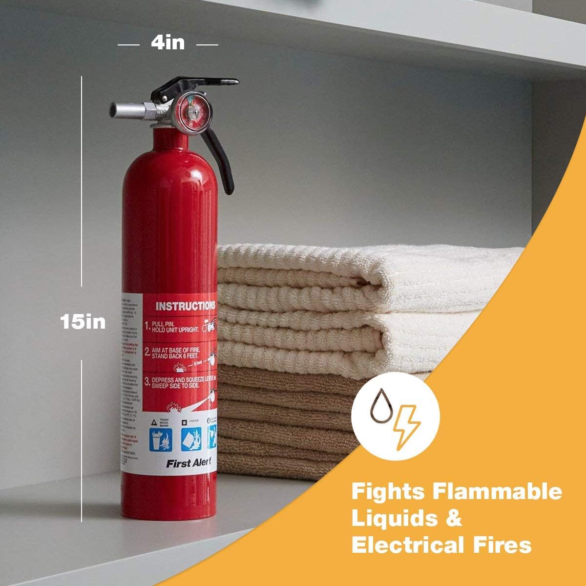 First Alert Fire Extinguisher, Standard Home Use | HOME1 UL RATED 1-A:10-B:C, Red 4-Pack