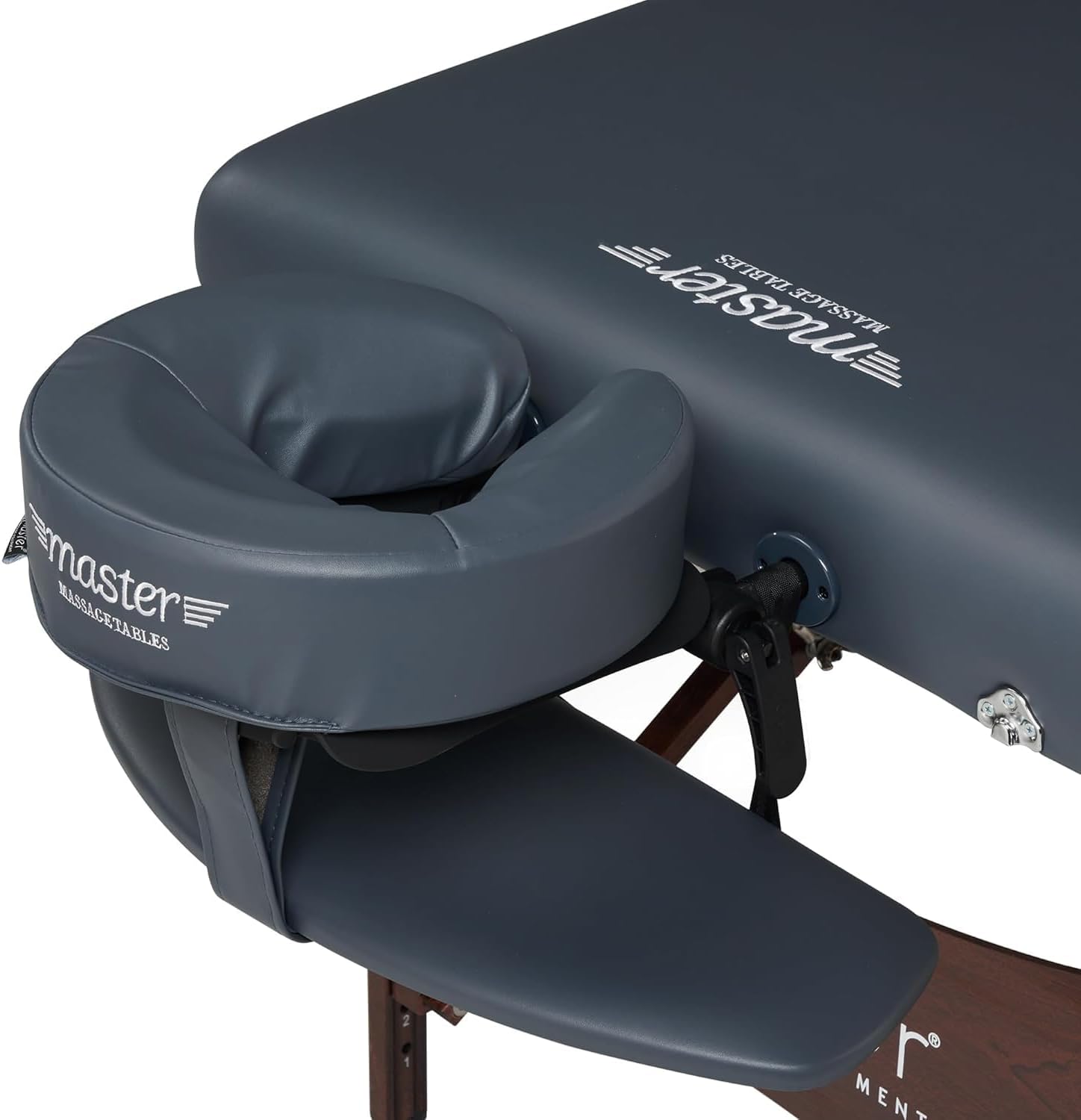 Master Massage Newport Portable Massage Table Package with Denser 2.5" Cushion, Walnut Stained Hardwood, Steel Support Cables, Pillows & Accessories, Royal Blue, 30"