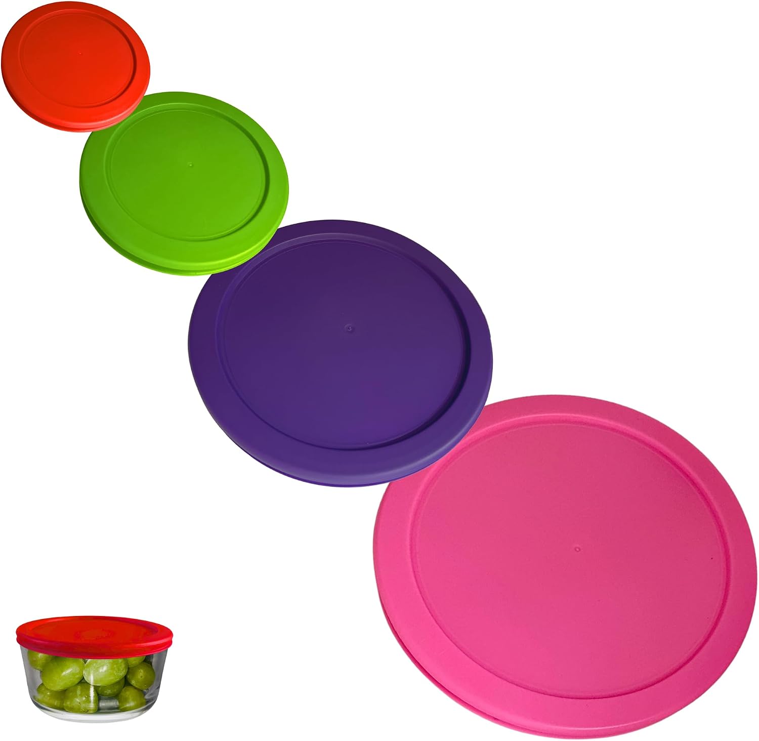 1, 2, 4 & 7 Cup Green, Orange, Blue, Red Replacement Lids/Covers for Pyrex