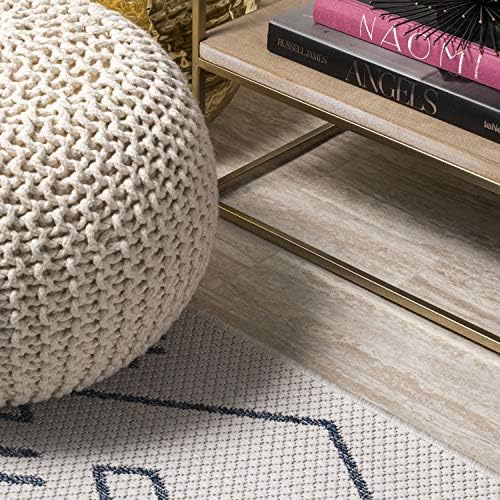 JONATHAN Y Boho Moroccan Indoor Outdoor Area Rug 3X5 Ivory/Navy, Casual for Backyard, Patio, Porch, Easy-Cleaning, High Traffic, Pet-Friendly