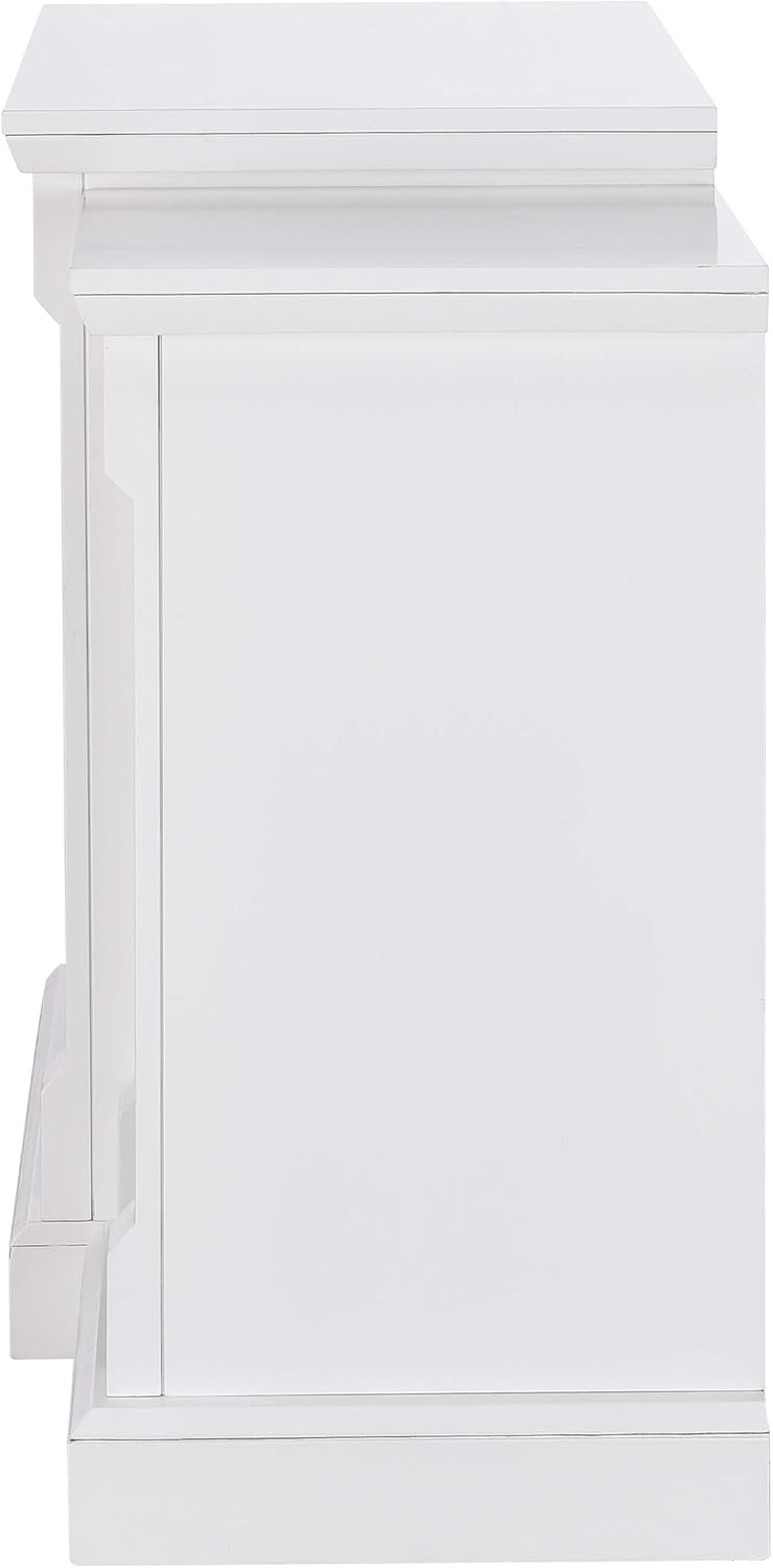 SEI Furniture Gallatin Faux Stone Electric Fireplace with Bookcases, New White