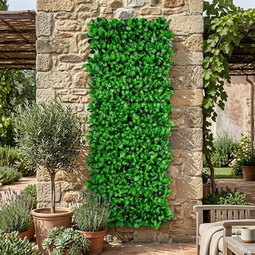 NatraHedge 20''X50'' Artificial Privacy Grass Wall Decor, Laurel Leaf
