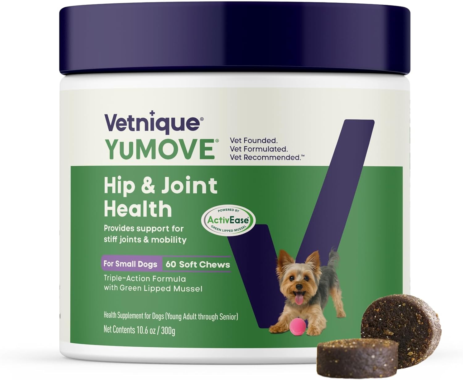 YuMOVE Large Dog Hip & Joint Supplement Soft Chews, Green Lipped Mussel