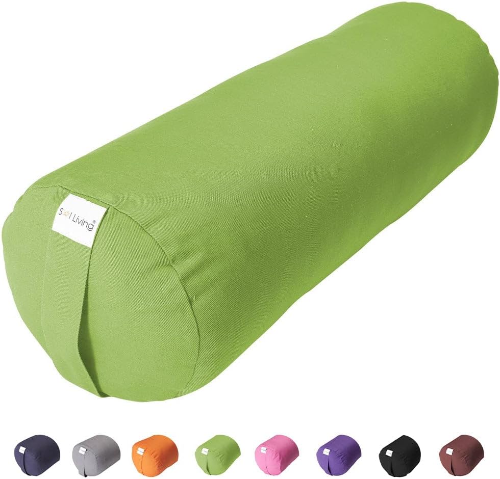 Sol Living Yoga Bolster Pillow for Restorative Yoga, 100% Cotton Meditation Cushion