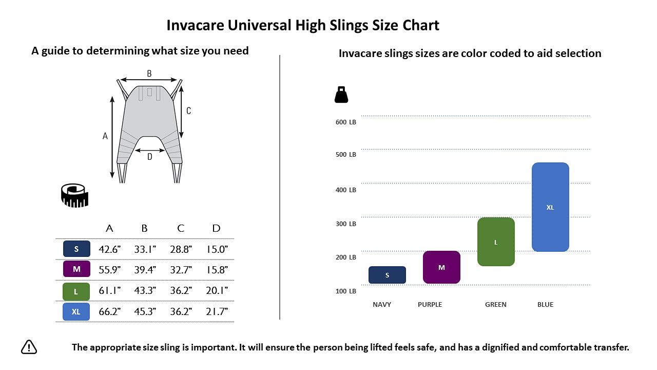 Invacare Reliant Full Body Sling for Patient Lifts, Solid Fabric, X-Large, R117