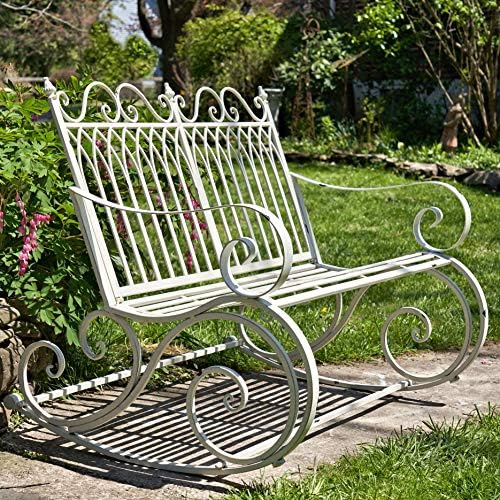 Zaer Ltd. Outdoor Metal Rocking Arm Chair (Arm Chair, Antique White)
