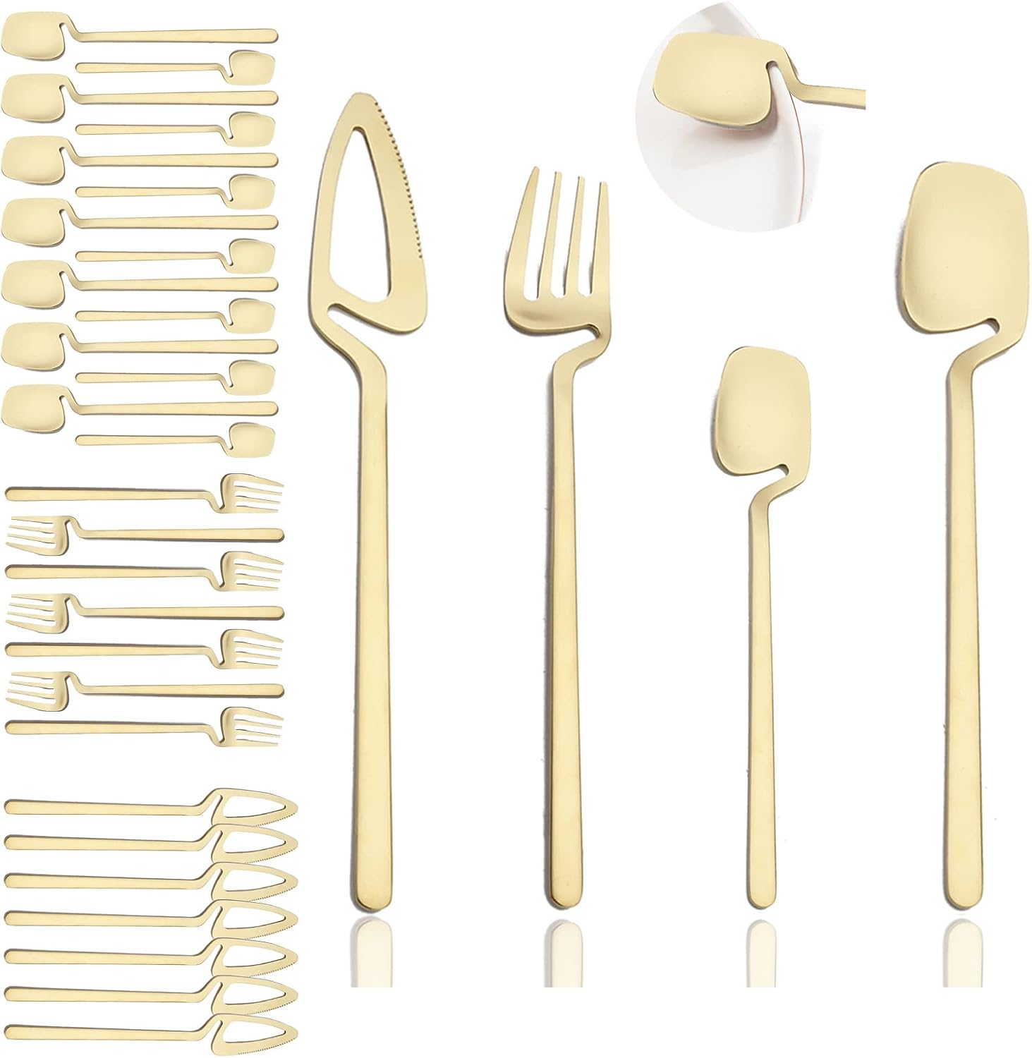 JASHII Silverware Set Satin Finish 24-Piece Stainless Steel Flatware Set Kitchen Utensil Set Service for 6 Tableware Cutlery Set Dishwasher Safe